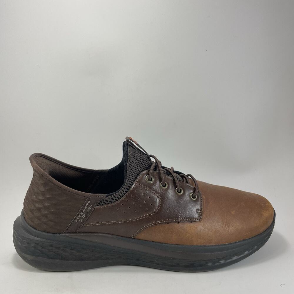 Skechers Harper Forde Casual Oxford Brown Leather Mens Size 11.5 Slip On/Slip In